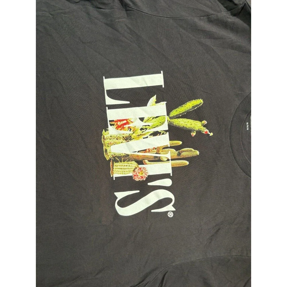 Levis Graphic T-Shirt Mens Medium Black Cactus Desert Western Short Sleeve